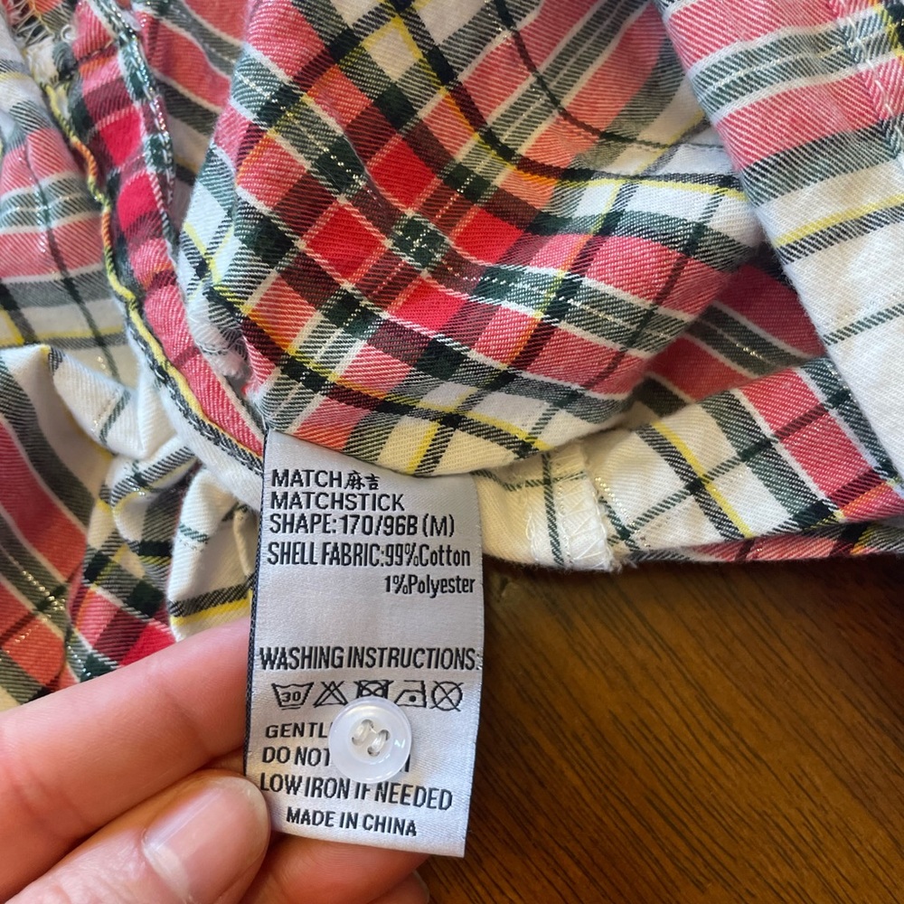 Matchstick size medium white and red plaid flannel - Picture 2 of 10